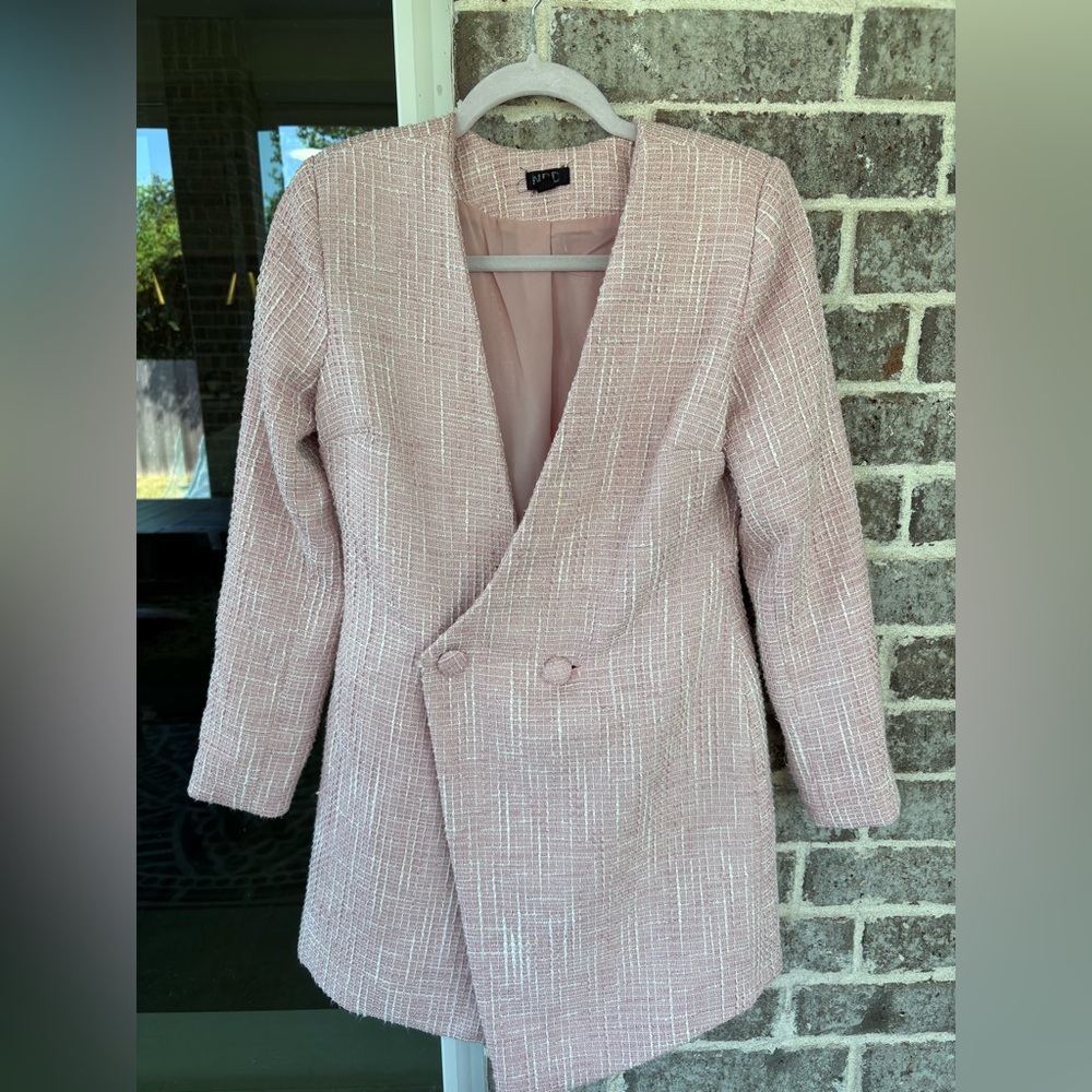 Revolve NBD Elegant Pink Tweed Women's Coat Dress - Picture 1 of 16